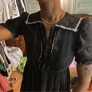 vtg black laura ashley dress with a sailor collar and lil white ribbon details